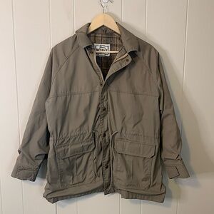 Vintage Woolrich Chore Jacket Gray Tan Plaid Interior Size Medium